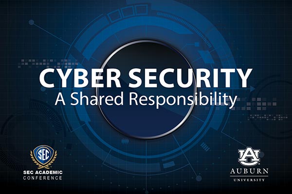 A graphic image that displays the words Cyber Security: A Shared Responsibility