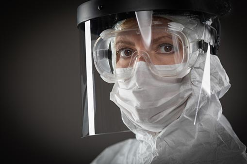 A nurse with masks on