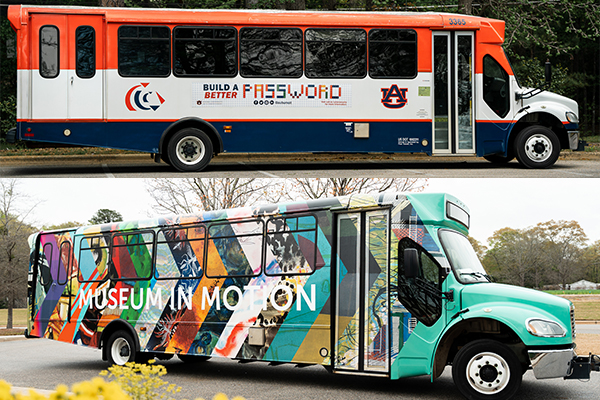 Before and after photos of a Tiger Transit bus