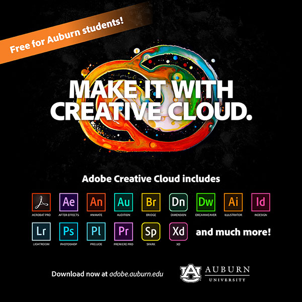 Adobe Creative Cloud Free for Auburn students