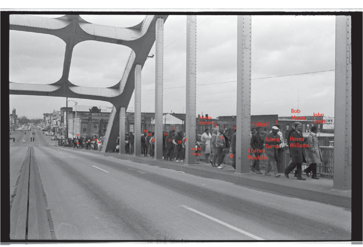 Bloody Sunday marchers on the Edmund Pettus Bridge.