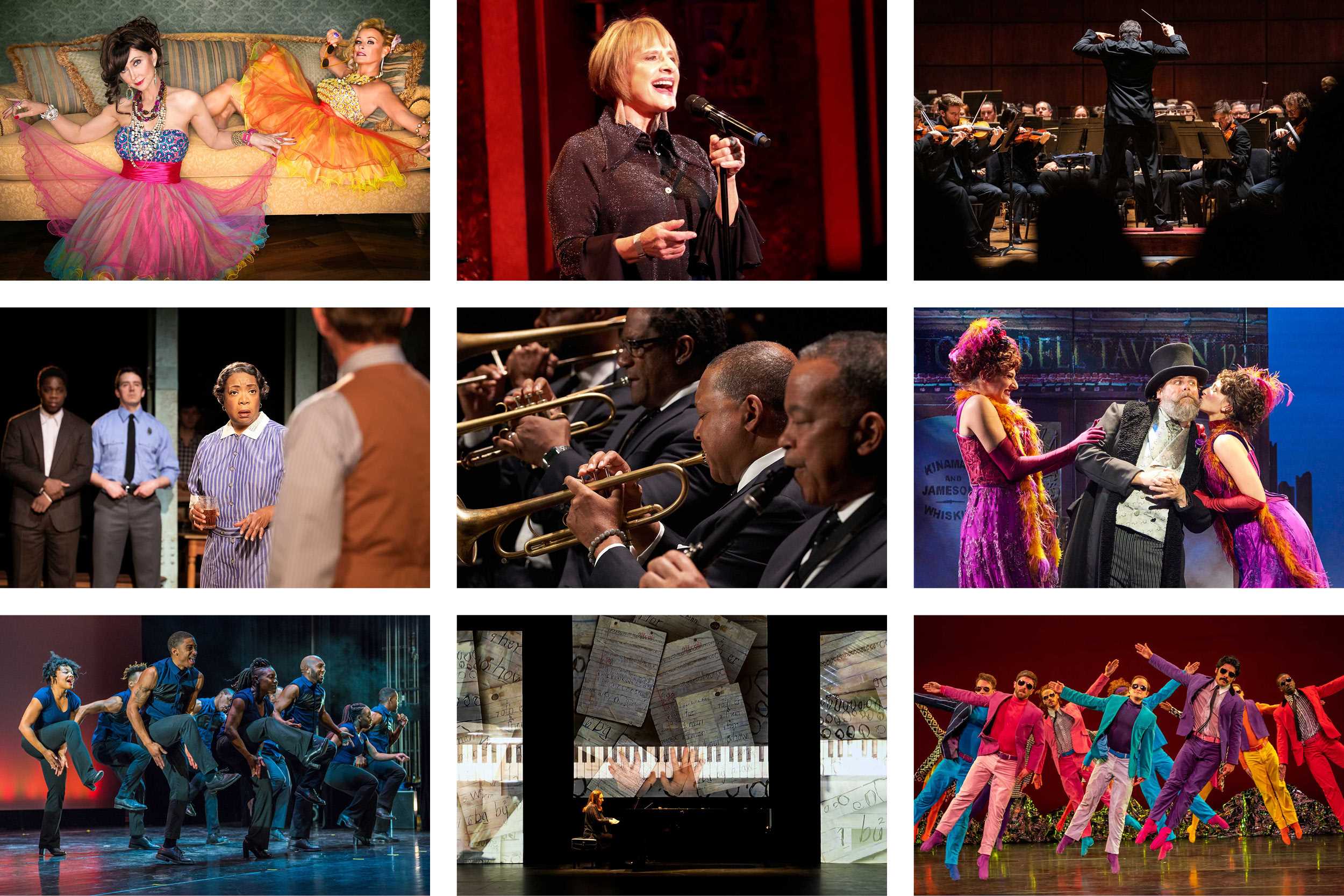 A collage of musical and theater performers