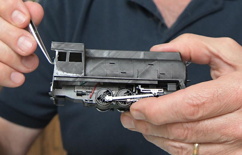 A train model that Dr. Bruce Smith is working on.