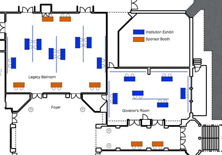 A map of exhibitor booths for the conference.